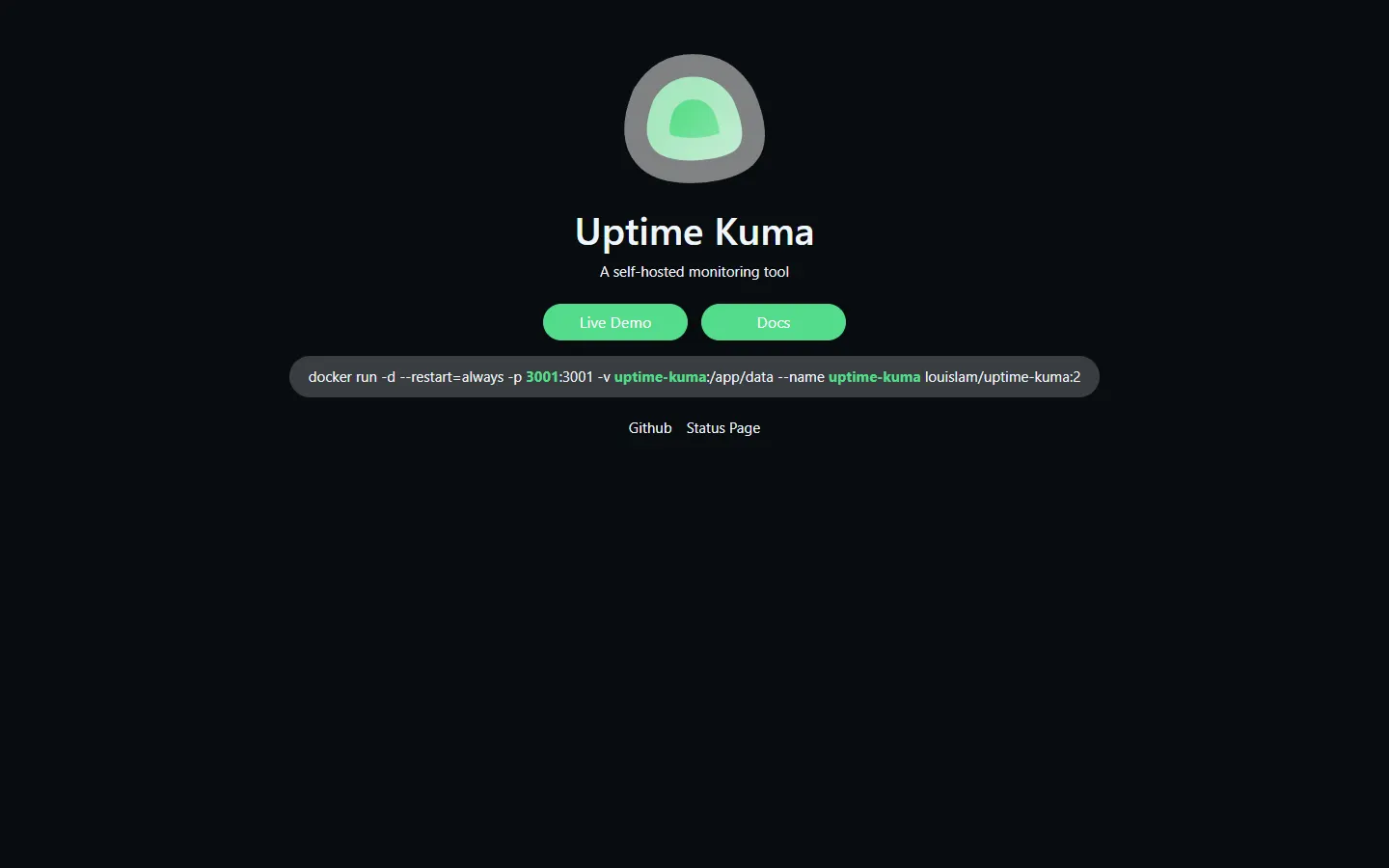 Uptime Kuma self-hosted monitoring dashboard for uptime checks and open-source website monitoring